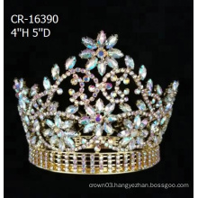 Gold Plated Full Round Pageant Crown Queen Wedding Tiara